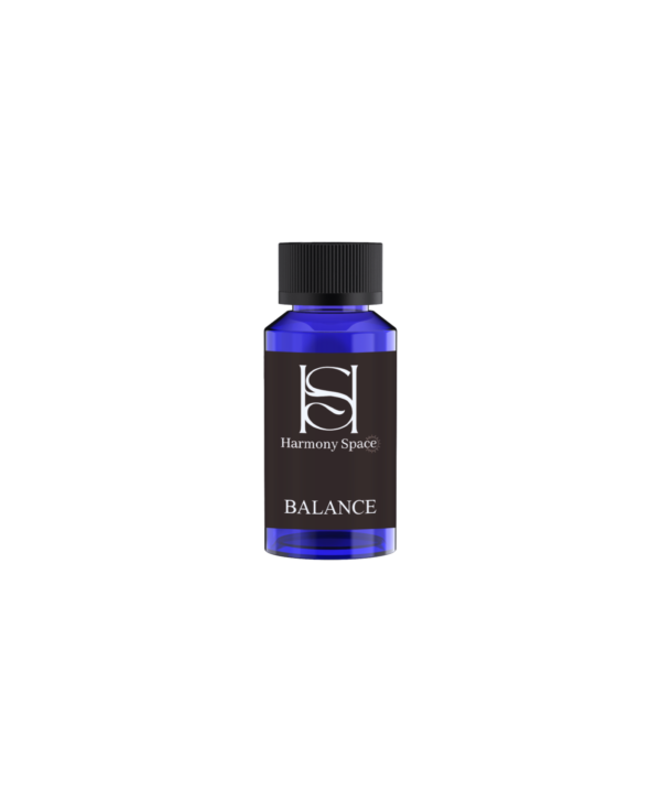 "Balance fragrance bottle with notes of citrus and vanilla"