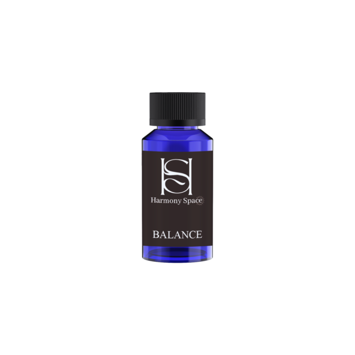 "Balance fragrance bottle with notes of citrus and vanilla"